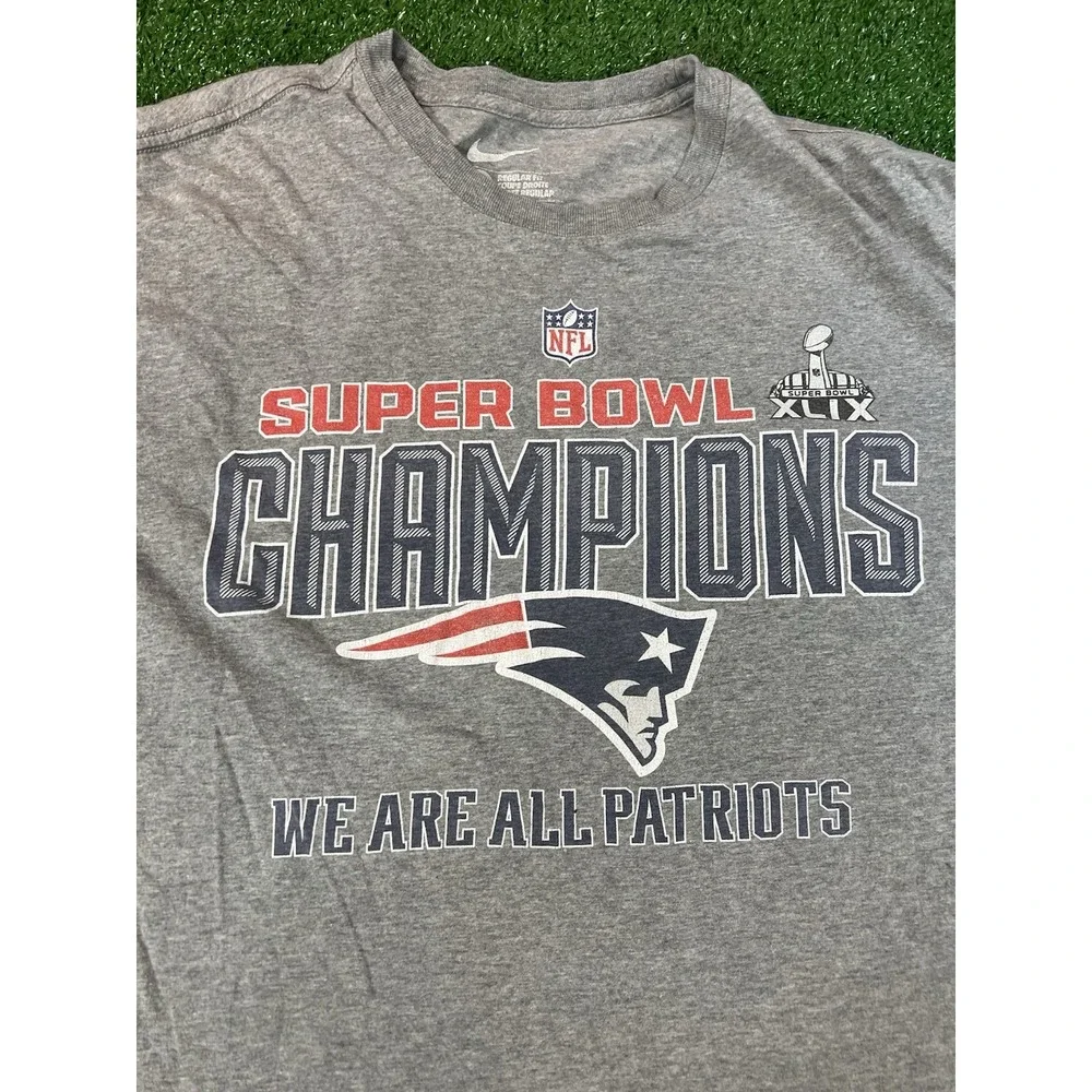 Nike New‎ England Patriots Super Bowl XLIX Champions Gray T-shirt Size XLarge